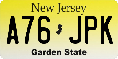 NJ license plate A76JPK