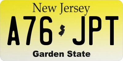NJ license plate A76JPT