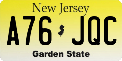 NJ license plate A76JQC