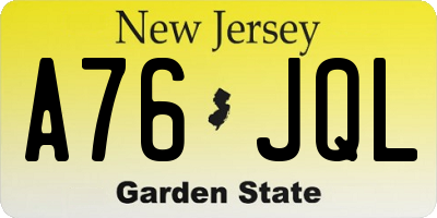 NJ license plate A76JQL