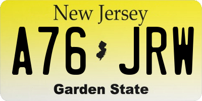 NJ license plate A76JRW