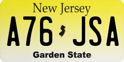 NJ license plate A76JSA