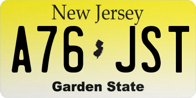 NJ license plate A76JST