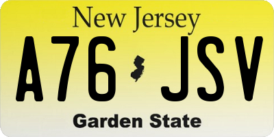 NJ license plate A76JSV
