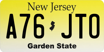 NJ license plate A76JTO