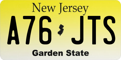 NJ license plate A76JTS