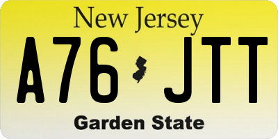 NJ license plate A76JTT