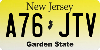 NJ license plate A76JTV