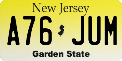 NJ license plate A76JUM