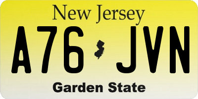 NJ license plate A76JVN