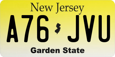 NJ license plate A76JVU