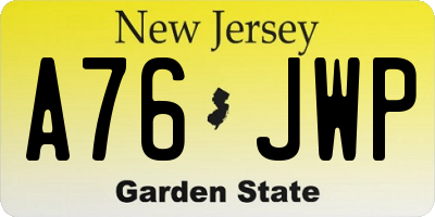 NJ license plate A76JWP