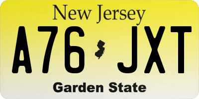 NJ license plate A76JXT
