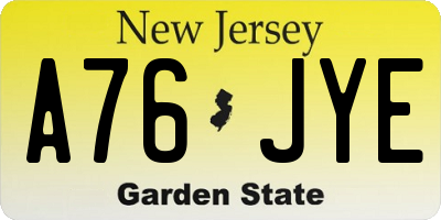 NJ license plate A76JYE