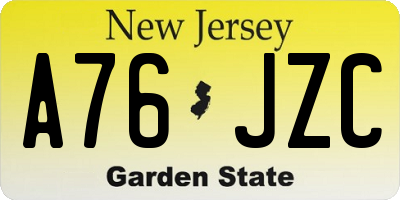 NJ license plate A76JZC