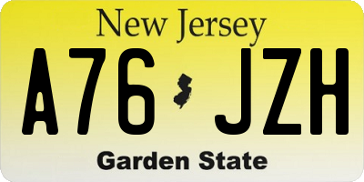NJ license plate A76JZH