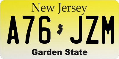 NJ license plate A76JZM
