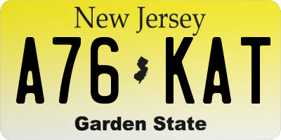 NJ license plate A76KAT