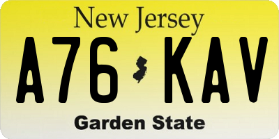 NJ license plate A76KAV