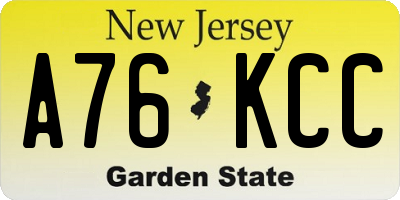NJ license plate A76KCC