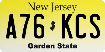 NJ license plate A76KCS