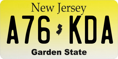 NJ license plate A76KDA