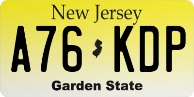 NJ license plate A76KDP