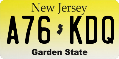 NJ license plate A76KDQ