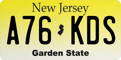 NJ license plate A76KDS