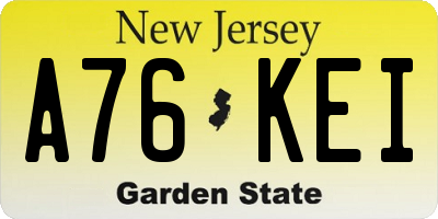 NJ license plate A76KEI