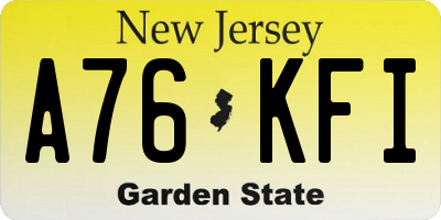 NJ license plate A76KFI