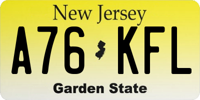 NJ license plate A76KFL