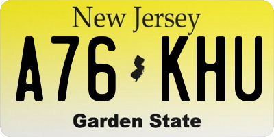 NJ license plate A76KHU