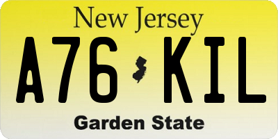 NJ license plate A76KIL