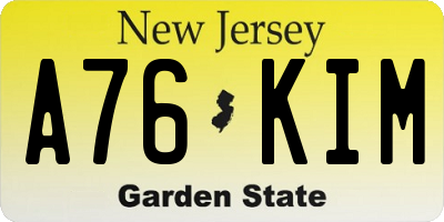 NJ license plate A76KIM
