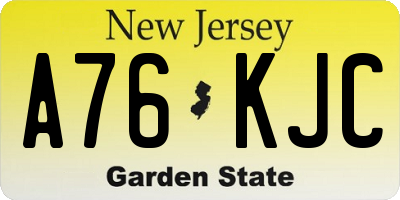 NJ license plate A76KJC