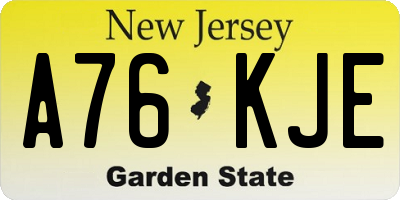 NJ license plate A76KJE