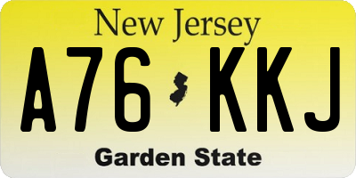 NJ license plate A76KKJ