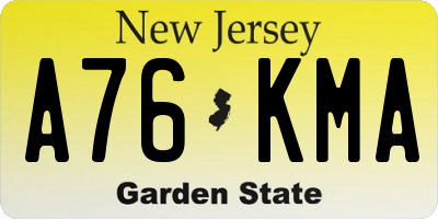 NJ license plate A76KMA