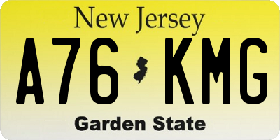 NJ license plate A76KMG