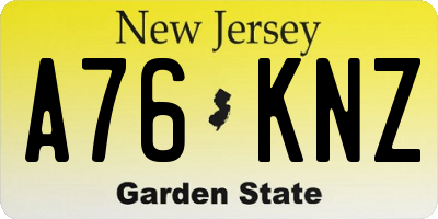 NJ license plate A76KNZ