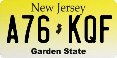 NJ license plate A76KQF