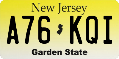 NJ license plate A76KQI