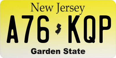 NJ license plate A76KQP