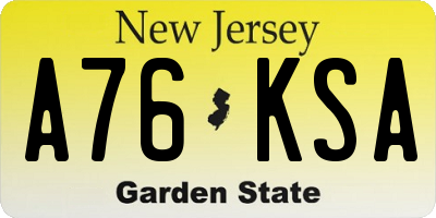 NJ license plate A76KSA