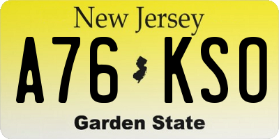 NJ license plate A76KSO