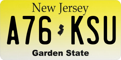 NJ license plate A76KSU