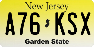 NJ license plate A76KSX