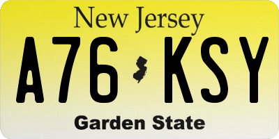 NJ license plate A76KSY