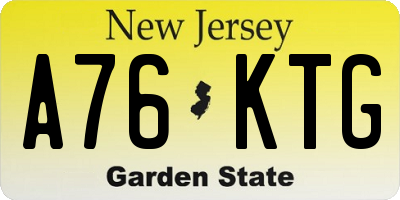 NJ license plate A76KTG
